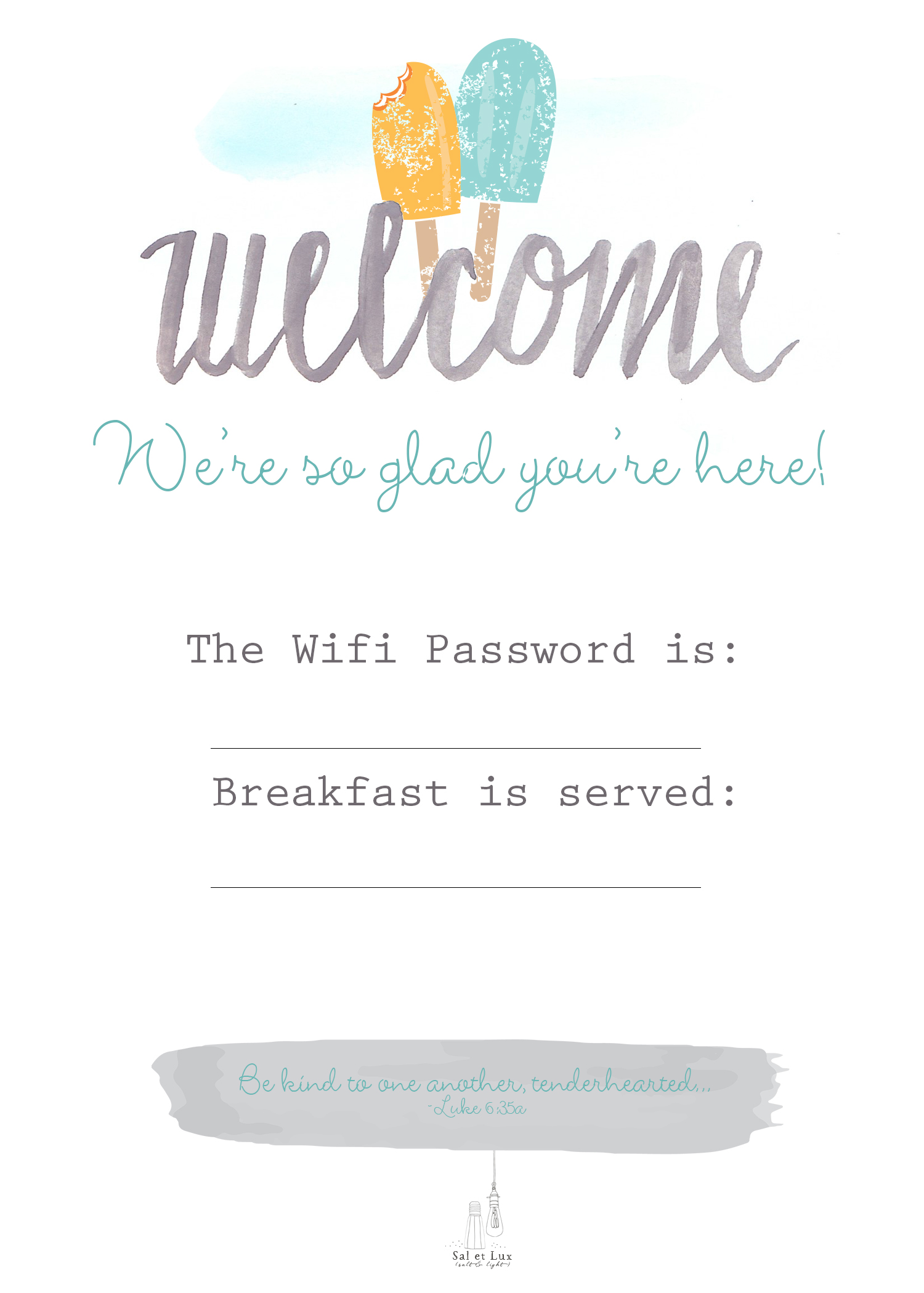 Guest Basket Welcome Printable